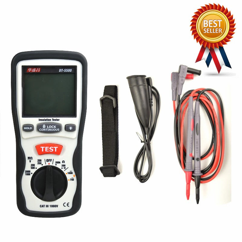 CEM DT-5500 Digital Insulation Resistance Tester Electrical Equipment Insulation Material Resistance Detection Over Range Prompt CEM DT-5500 Digital Insulation Resistance Tester Electrical Equipment Insulation Material Resistance Detection Over Range Prompt